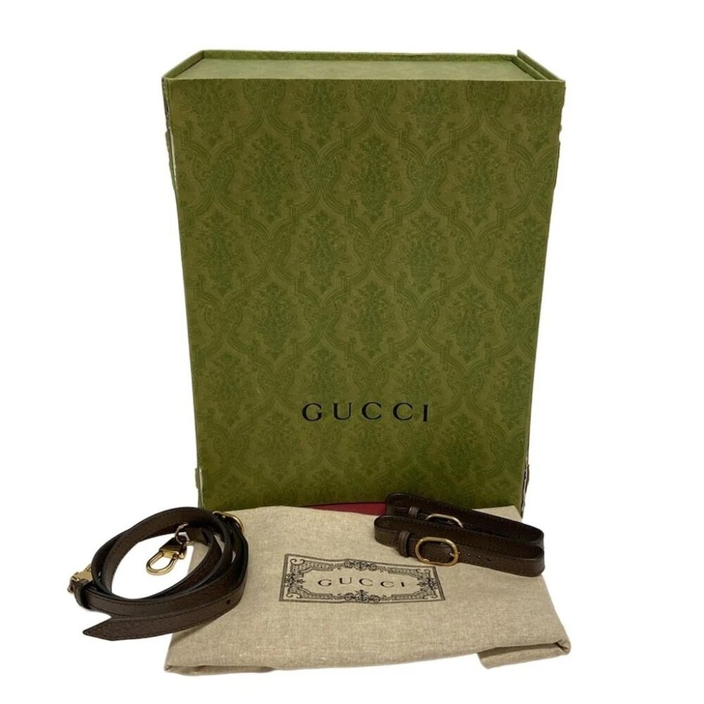 GUCCI Diana Jumbo GG Small Tote Bag 660195 Beige Dark Brown Jacquard Leather - Picture 15 of 15